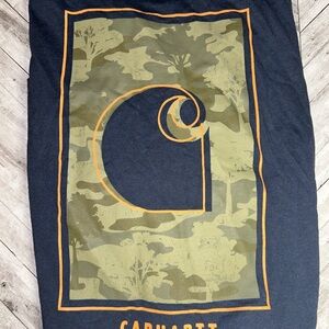Carhartt Dark Blue Tee with Yellow Logo